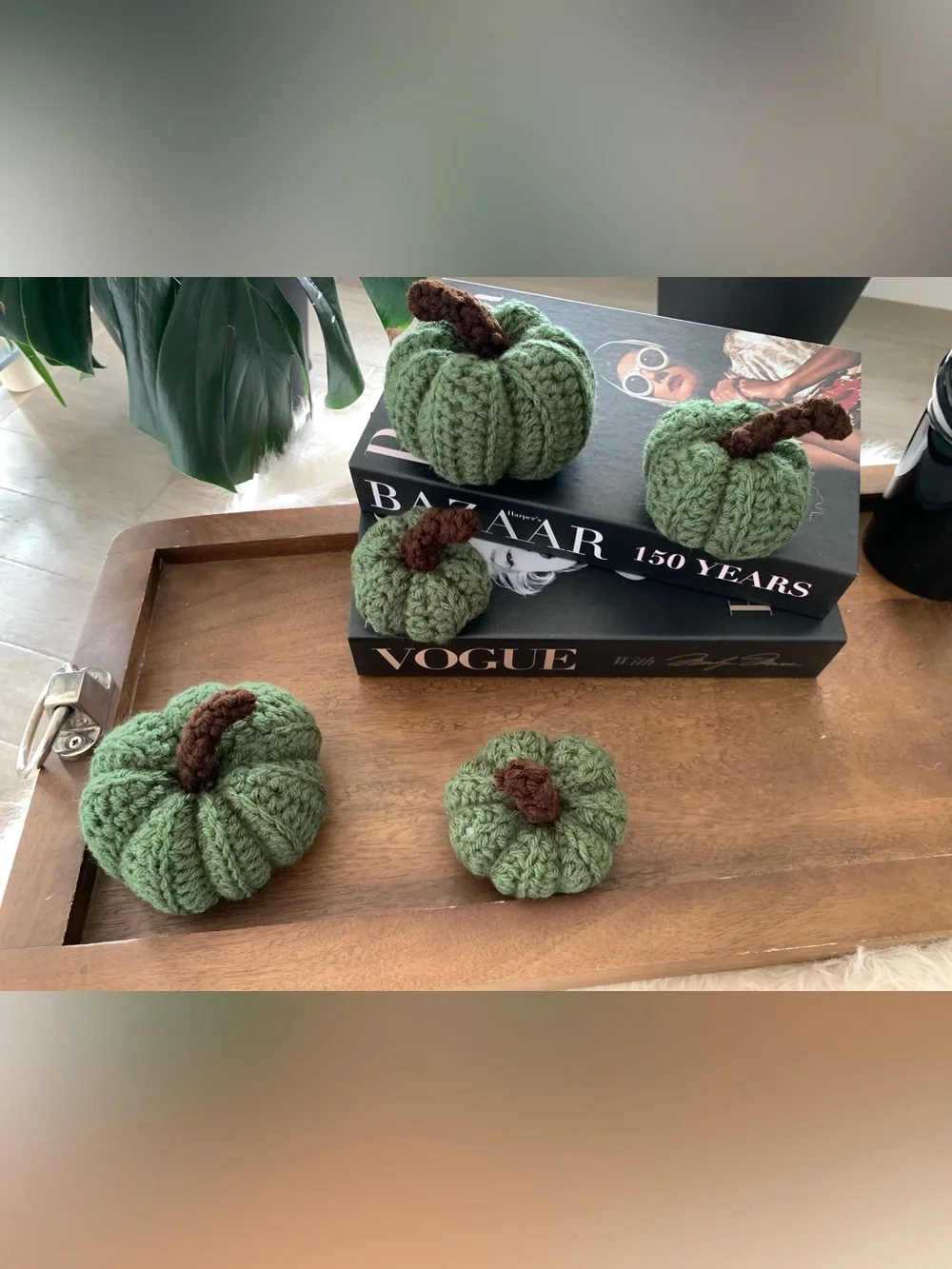 Fall pumpkins Decor crochet style set of five